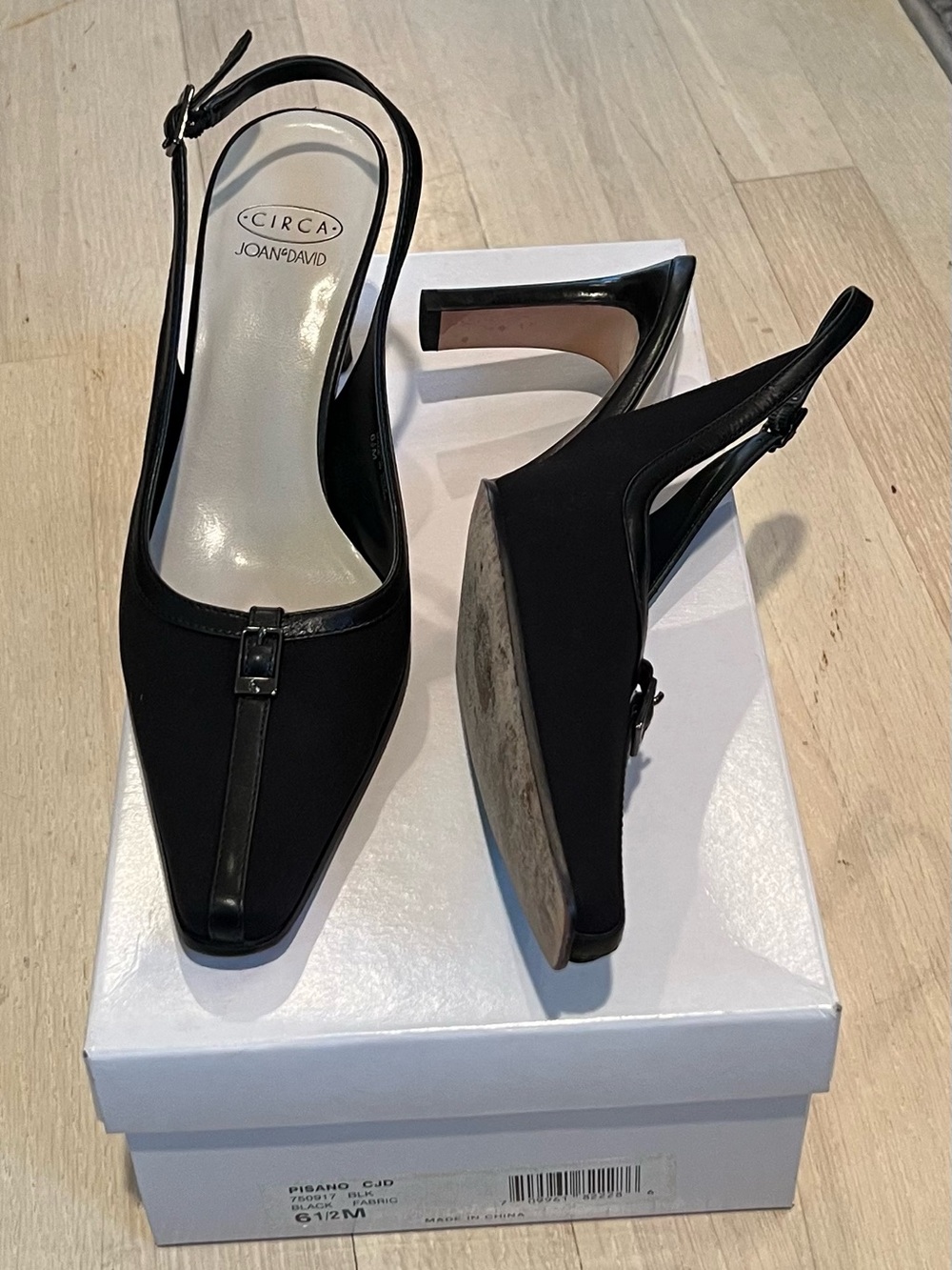 Joan & David Black Pointed Slingback Heels